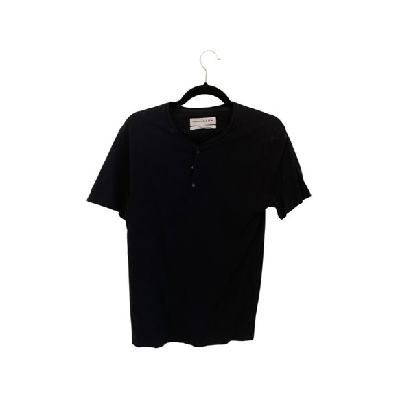 Navy Blue Zara Casual 1/4 button down shirt - Picture 1 of 2